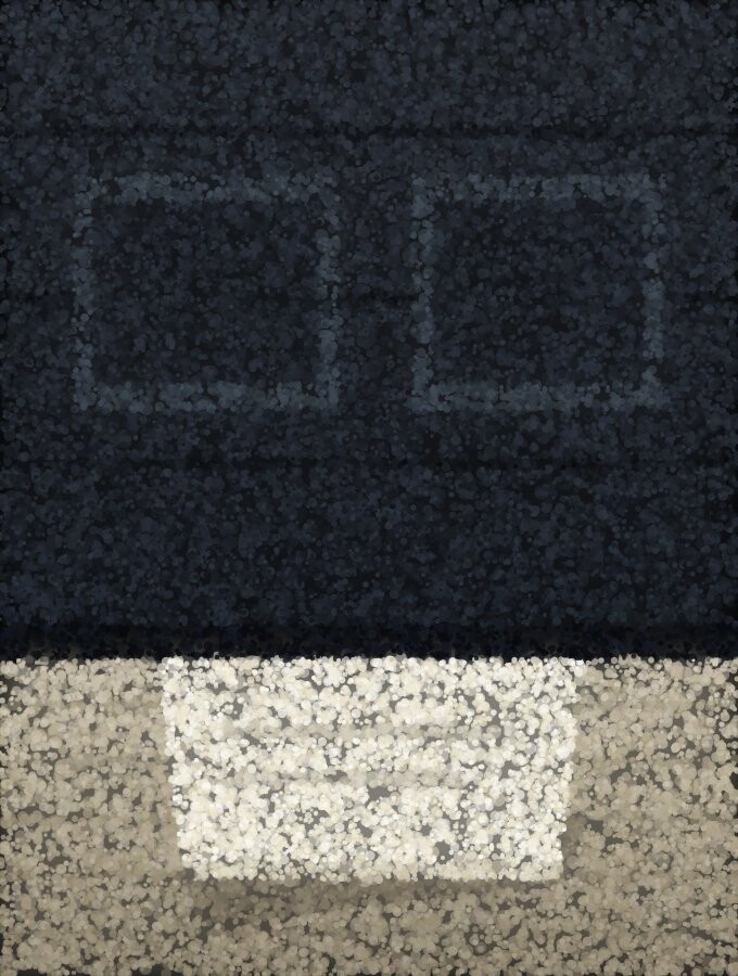 A folded slip of paper pushed halfway under a closed door onto a hallway floor.