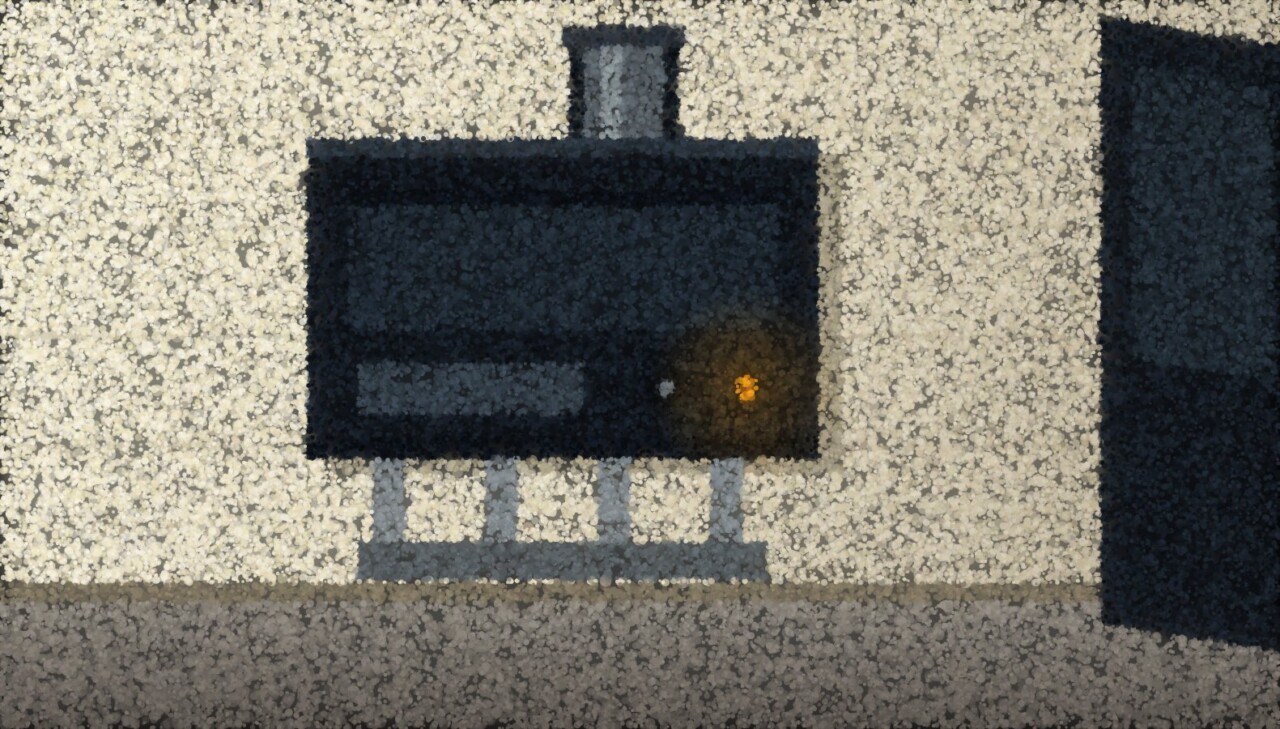 A wall-mounted boiler in a utility room with pipes below and a flue running up through the wall.