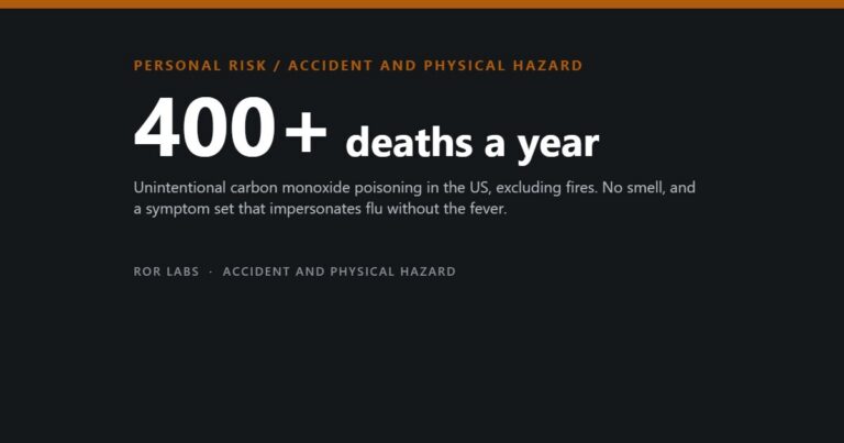 ROR Labs cover: 400+ deaths a year. Unintentional carbon monoxide poisoning in the US, excluding fires. No smell, and a symptom set that impersonates flu without the fever.