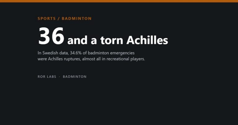 Cover: 36 and a torn Achilles, badminton injury data