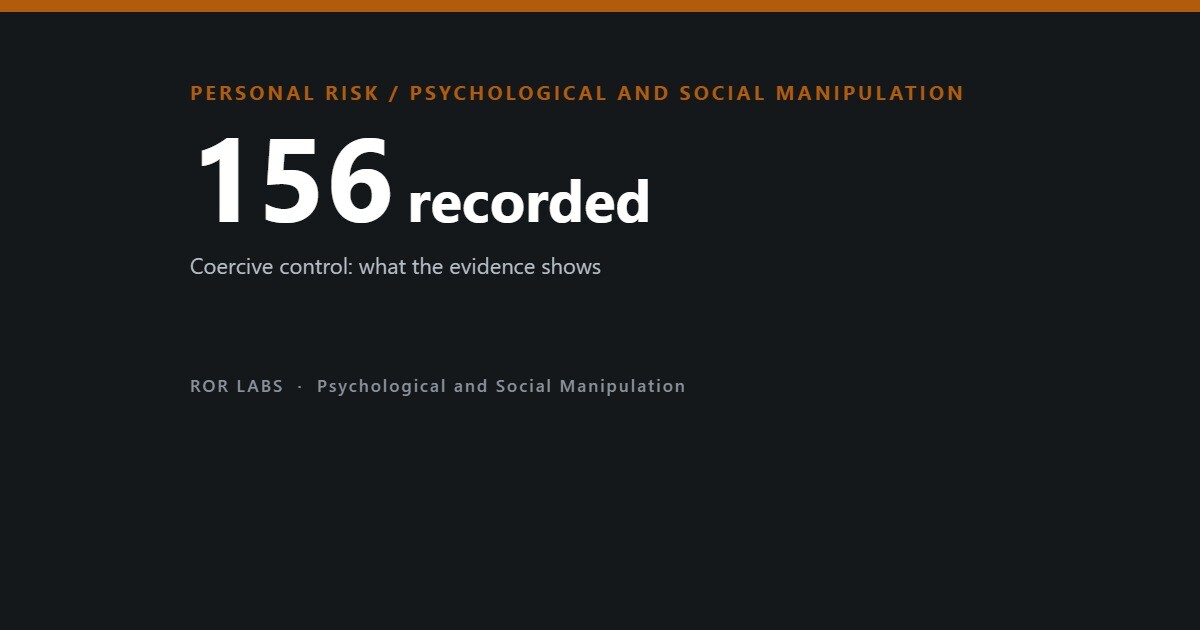 Coercive control: what the evidence shows — ROR Labs cover showing 156 recorded.