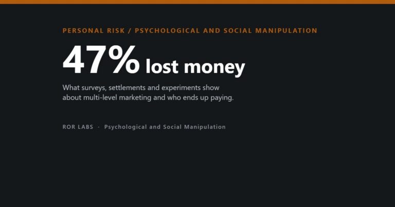 Cover: 47% lost money. Multi-level marketing, what the evidence shows.