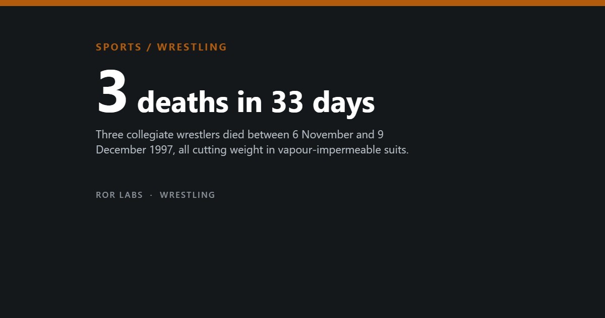 Cover tile: 3 deaths in 33 days — collegiate wrestlers who died cutting weight in late 1997