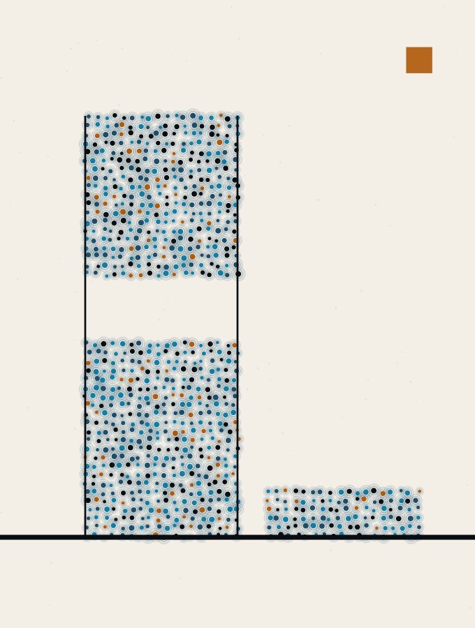 An illustration in dots and straight lines: a solid column standing on a hard horizon with a horizontal slice cut out of it, and the slice lying flat on the ground beside it.