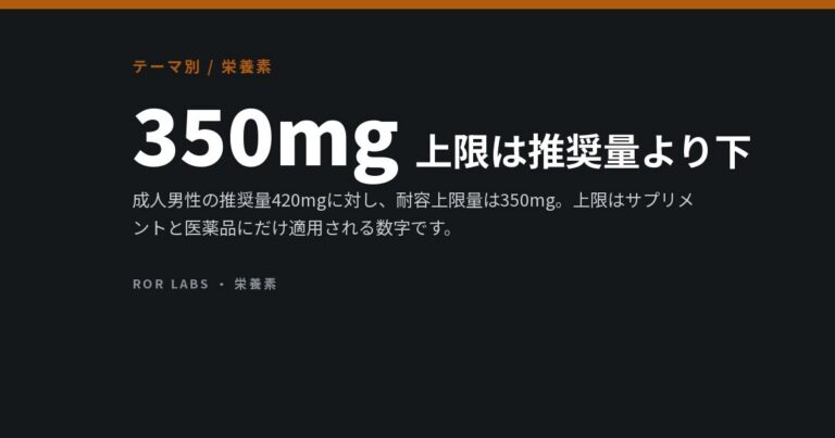 マグネシウムを多く含む食品と、推奨量より低い上限