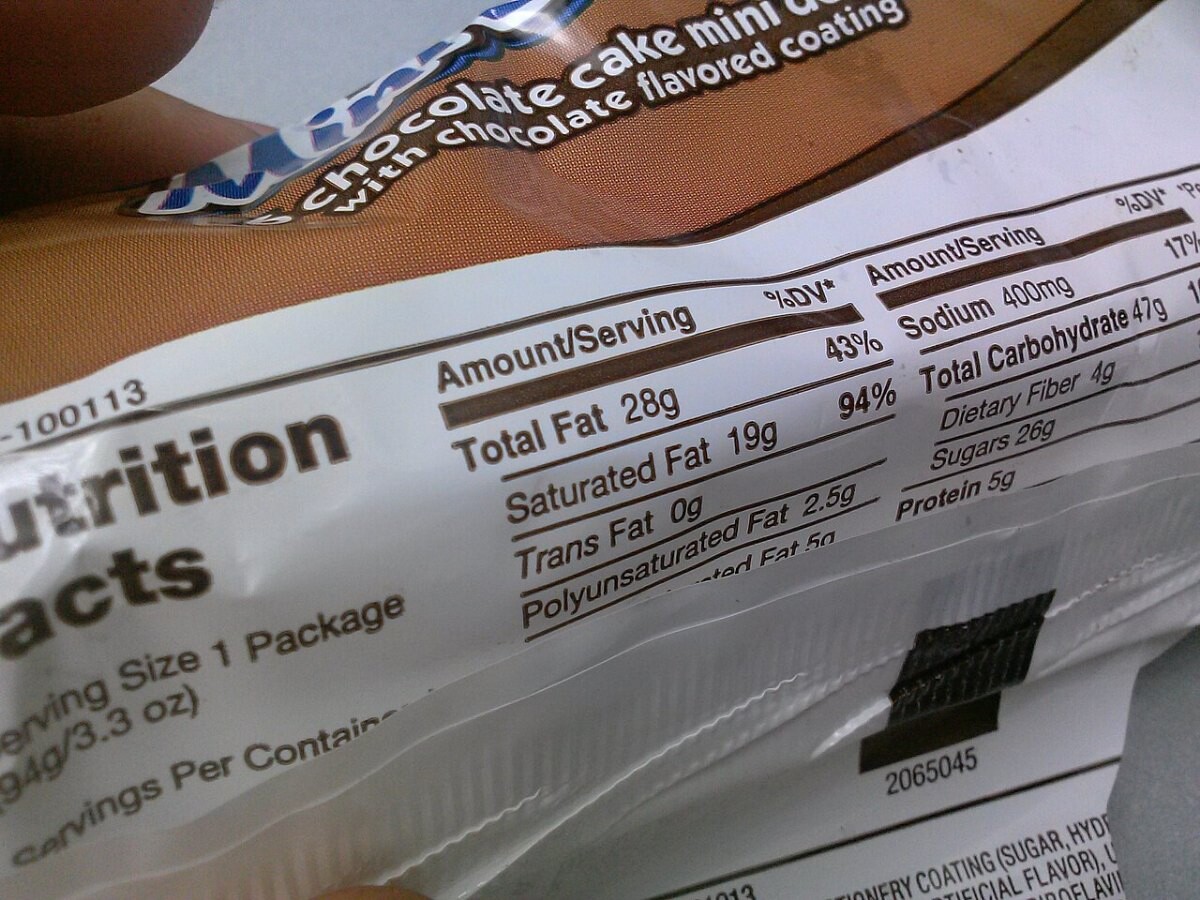 A nutrition facts label