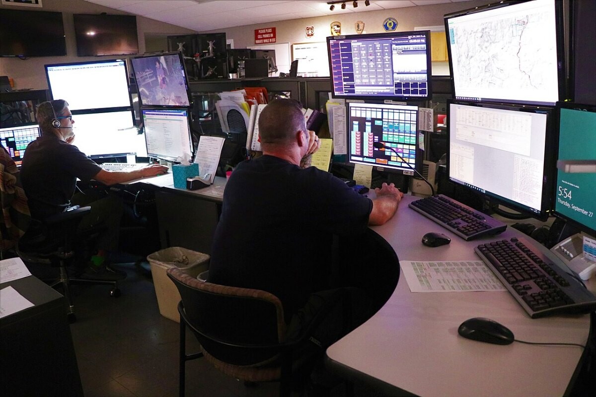 A dispatch room at the Redding Interagency Command Center, California