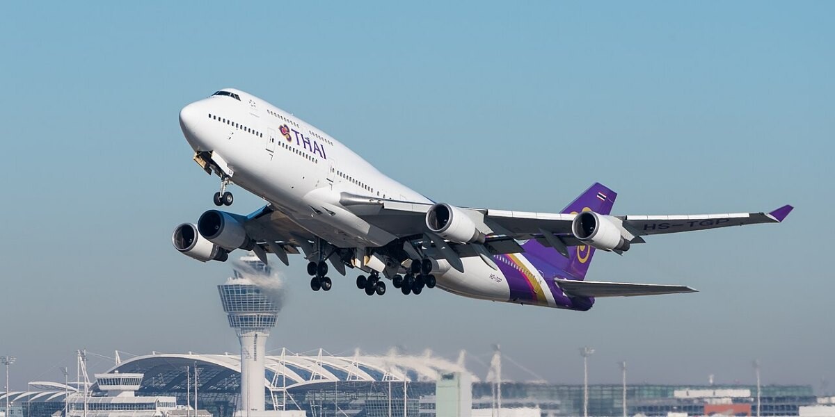 An airliner taking off