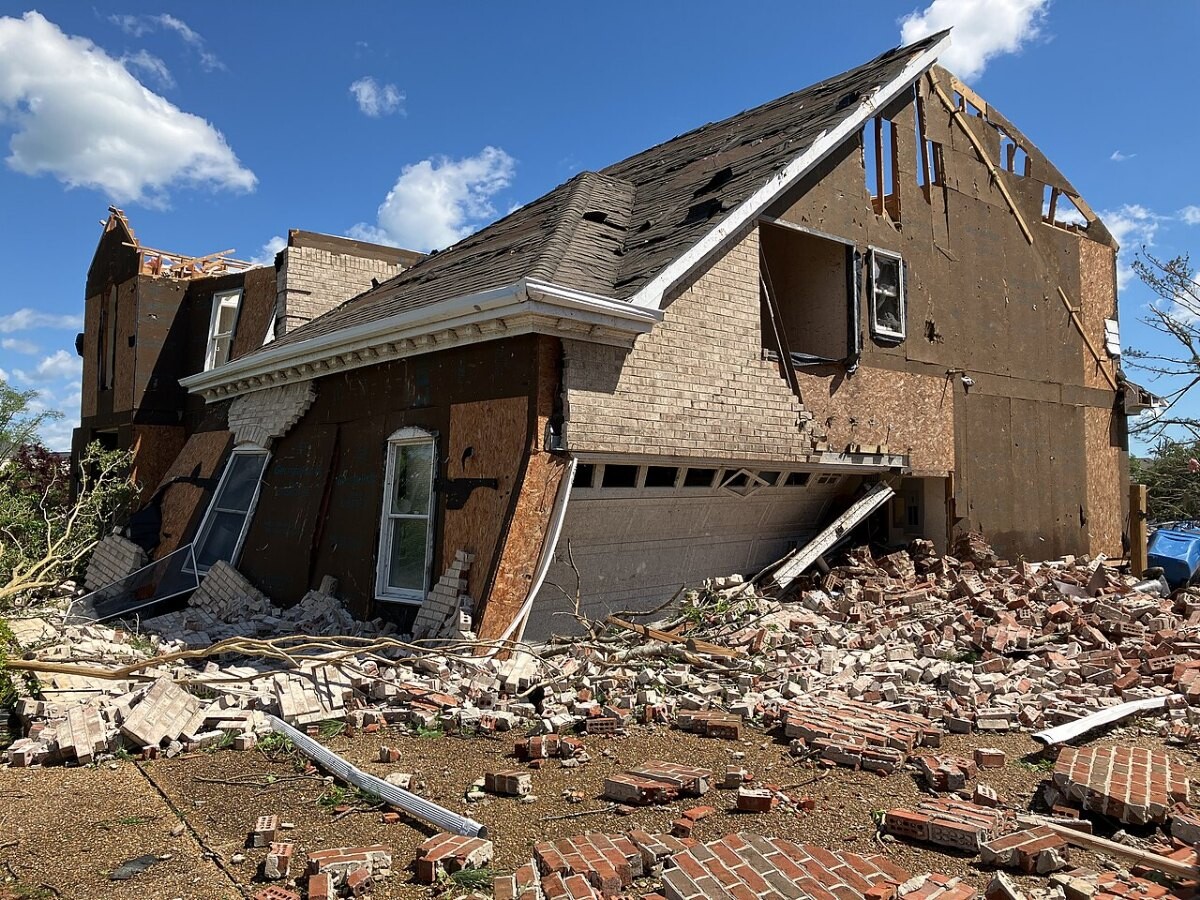 A home damaged by a tornado
