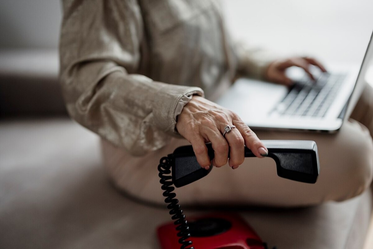 A person using a laptop