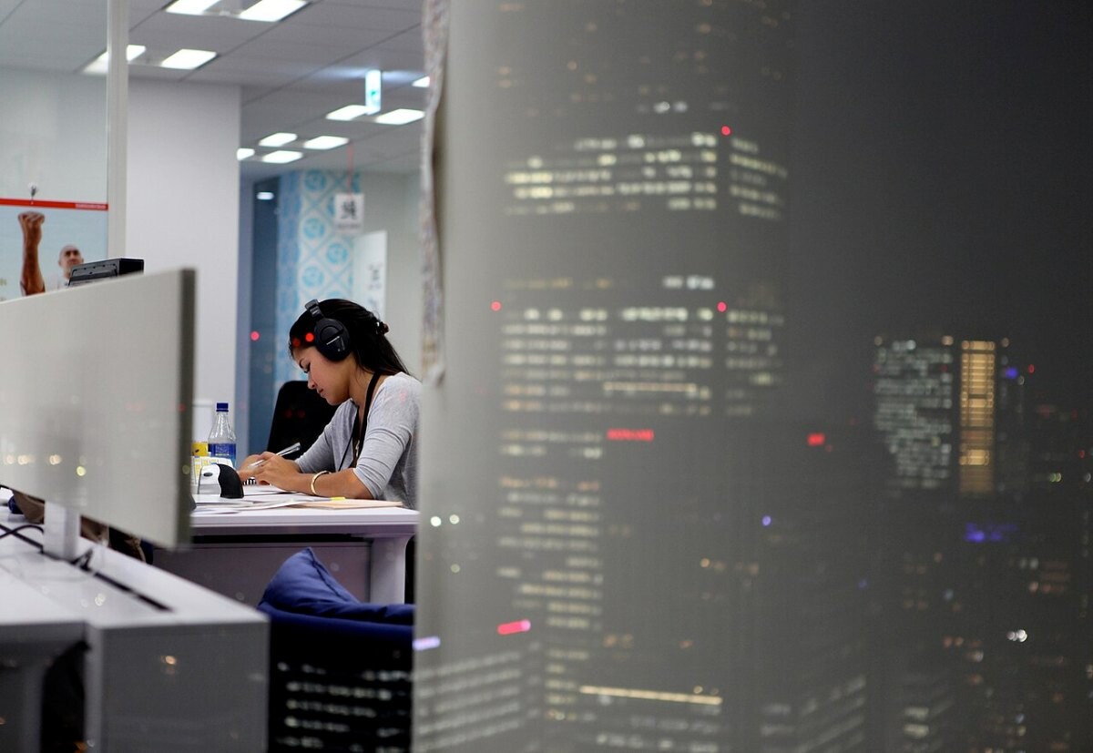 A person working at a desk