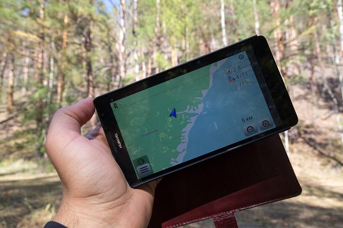A phone showing GPS navigation