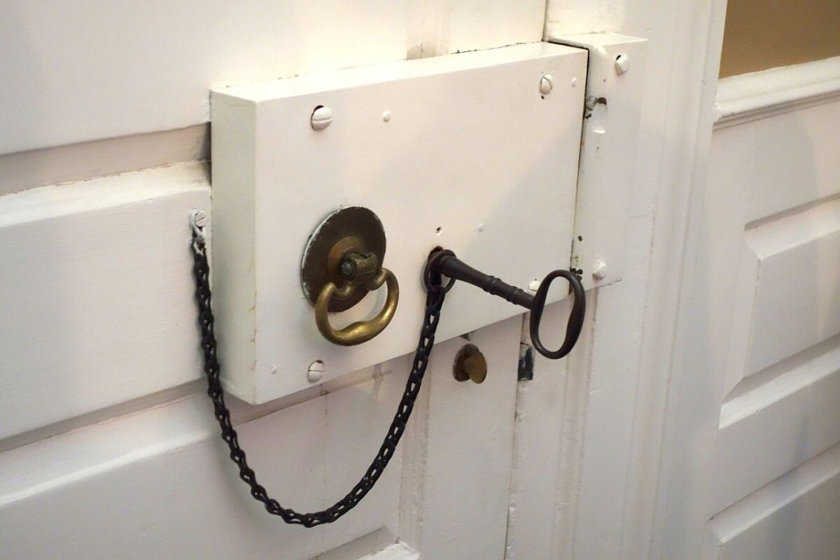 A lock on a front door