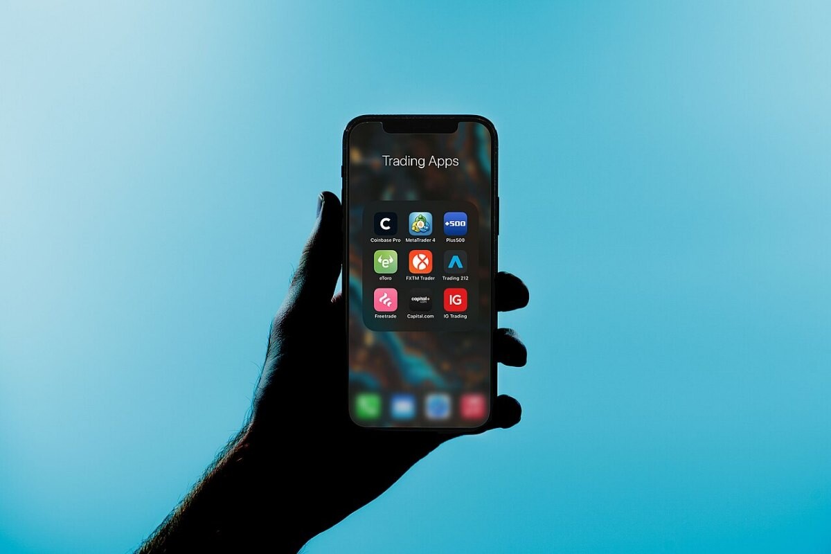 Trading apps on a smartphone screen