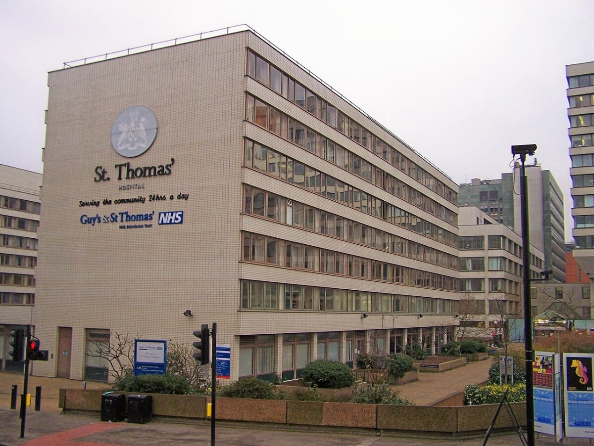 The riverside buildings of St Thomas' Hospital in London